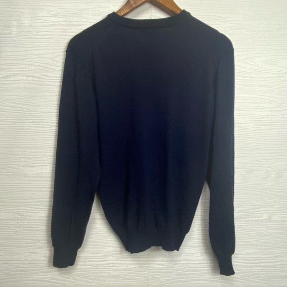 William Hunt Navy Blue V-neck wool sweater Medium - Picture 5 of 6